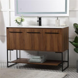 Elegant Kitchen And Bath 48 Inch Single Bathroom Vanity Cabinet - Walnut Brown