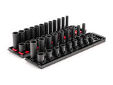 TEKTON 3/8 Inch Drive 12Point Impact Socket Set with Rails, 42Piece (5/163/4 in., 819 mm) | SID91217