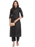 Anni Designer Women'S Cotton Printed Kurta With Palazzo(Kalyani_Black_L_Black_Large),Black,L