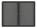 Grey Fabric Bulletin Enclosed Board Cabinet, Two Acrylic Swing Doors, 36 X 48, Graphite Aluminum Frame