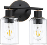 Pia Ricco Bathroom Vanity Light Fixtures, 3-Light Bathroom Wall Lights with Clear Glass Shades, Oil Rubbed Bronze Modern Vanity