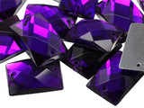 Allstarco 25x18mm Purple Amethyst CH05 Flat Back Rectangle Sew On Beads for Crafts Plastic Acrylic Rhinestones with Holes for Se