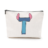 LONGXIN Cute Cartoon Gifts Initial Personalized Makeup Bag Monogrammed Cosmetic Bags Small Makeup Pouch Birthday Christmas Gifts