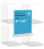 newnewshow 4x6 Inch Clear Acrylic Sign Holder, Display Stand, Plastic Card Holder for Business, Office, Retail (4x6 Inch 24 Pack