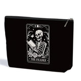 Skeleton Skull Tarot Cards Goth Makeup Bag, Spooky Gifts for Book Lovers, Halloween Party Favors, Toiletry Bag