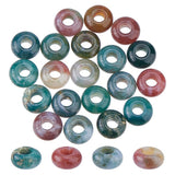 DICOSMETIC 20Pcs Natural Indian Agate Beads Large Hole Gemstone Beads 10mm Stone Beads Rondelle European Beads for Bracelet Neck