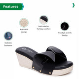 Ortho Joy Fancy Doctor Slippers || Comfortable Wedges Sandals For Women Stylish,Black,4,B0B31YYC1S