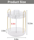 Asayuee 360 Rotating Makeup Organizer,2 Tier Large Capacity Make Up Organizers and Storage,Skincare Perfume Vanity Organizers,Bathroom Cosmetics Storage Organizer Countertop(Clear)