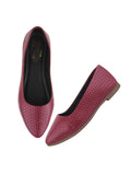 Shoetopia Women'S Cherrytextured Bellies Stylish Pointed Toe Flats For Office Casual & Daily Eu40,Cherry,7,B0DRJGNZJG
