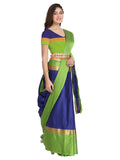 Leriya Fashion Womens Cotton Silk Solid Saree With Belt-Free Size (Blue)