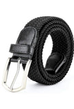 T Trendy Mart Elastic Woven Belt, Black, Stretchable Up To 101 Cm Waist, HoleFree Design