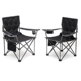 SUNNYFEEL Oversized Folding Camping Chair 2 Pack 500 LBS Heavy Duty Lawn Chairs with Black Portable Folding with Armrest, Cup Ho