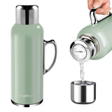 Augshark 34 oz Insulated Water Bottle, Green Vacuum Stainless Steel Water Flask Jug with Handle & Metal Mechanical Temperature M
