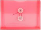 JAM PAPER Plastic Envelopes with Button & String Tie Closure - Index Size - 5 1/2 x 7 1/2 - Pink/Light Red - 3/Pack