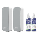 LOUKIN 2 Pack Magnetic Dry Erase Eraser, Whiteboard Eraser, Glass Board Eraser(Gray), Free 3.4 oz Whiteboard Cleaner * 2 Include