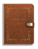 Brown Cloud Personalized Abstract Matt Finish Leather Cover Notebook/Diary With Lock With Black Gift Box, Uv Printed Customized