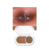 JUAAZIN Brownish Red Brown Shimmer Eyeshadow Double Colors Palette, High Pigment Eye Shadow Powder, Blendable Smooth and Texture