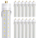 ONLYLUX 8ft LED Bulbs, 8 Foot LED Shop Light Bulb 72W 6000K 10000lm, Super Bright,T8 T10 T12 V Shape FA8 Lights, Clear Cover, F9
