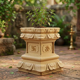 Yuccabe Italia Foxb Tulsi Planter Stylish German Polymer Square Pot For Outdoor And Indoor Use (Beige, 24 Inch)