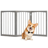 Giantex Freestanding Dog Gate for Small Medium Dogs, 63 W x 30 H Foldable 3-Panel Wooden Pet Gate, No Assembly Required, Indoor