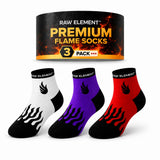 Raw Element Premium Flame Ankle Socks For Men & Women | Pack Of 3 | Cotton Sports & Casual Socks | Breathable Stretchable Crew L