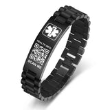 THELUCKYTAG Upgraded Medical Bracelets Men Women with QR Code Alert ID Bracelets - Titanium Steel Wristband Fits Wrists Up 8''-1