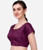 Pujia Mills Women'S Phantom Silk Short Sleeves Readymade Saree Blouse Wine 38