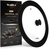 Universal Lid for Pots, Pans and Skillets Fits 7, 8 and 9 Diameter Cookware - Walfos Tempered Glass Pan Lid with Heat Resistant