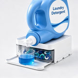 Laundry Detergent Holder with Pod Storage Drawer & Drip Tray, 3in1 Detergent Dispenser Stand for Large Bottles, Clear PullOut