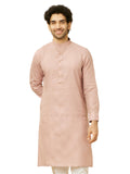 Manyavar Men's Quartz Pink Chequered Patterned Kurta (L)