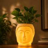 Trustbasket Glowing Buddha Face Planter | Large Zen Indoor Outdoor Pot | 32X20X34 Cm | Spiritual Decor For Living Room, Balcony