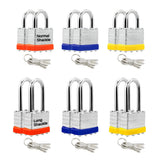 Lanube Lock 12-Pack Laminated Keyed Padlock Set 3 Colors, 2 Short 2 Long Shackles per Color,The Same Color and Shackles Combinat