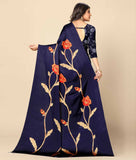 Rangita Women Abstract Printed Crepe Saree With Blouse Piece - Blue (Size 5.5 Mtr)