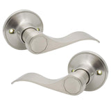 Gobrico 2 Pack Satin Nickel Dummy Wave Door Levers, No-Turning Interior Door Handles, 1 Left-Handed and 1 Right-Handed Door Knob