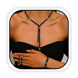 Unicra Black Bridal Wedding Jewelry Sets Rhinestone Necklace Earrings Bracelet Set Prom Formal Costume Jewelry Sets for Women an