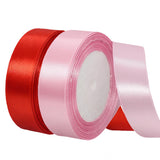 2 Rolls Red Pink Ribbon, 1 Inch x 50 Yards Satin Pink Red Fabric Ribbon for Flower Bouquets, Gift Wrapping, DIY Crafts, Birthday