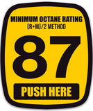 87 Octane Rating Pump Sticker (Minimum Gasoline Outdoor Vinyl Decal for Fuel Pumps and Gasoline Station Business (2x2.5 Inches)