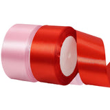 2 Rolls Red Pink Ribbon, 1-1/2 Inch x 50 Yards Satin Pink Red Fabric Ribbon for Flower Bouquets, Gift Wrapping, DIY Crafts, Birt