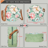 Adisa Women Girls Flower Print Sling Bag Round Crossbody Purse (Sl6007-Grn_Green),Green,,B09TPM1BTX