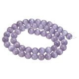 HARFINGTON 48pcs Light Violet Cat's Eye Stone Beads 8mm Round Smooth Gemstone Crystal Loose Bead for Jewelry Making Bracelets Ne