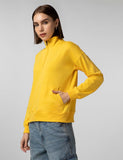 FYLTR Women's Casual Stand Collar Jacket with Drop Shoulder & Boxy Fit - Half Zipper | Utility Pockets | Rib Hem & Cuff Mellow Yellow,Mellow Yellow
