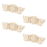 T Tulead Wood Carved Appliques Furniture Onlay Unpainted Corner Applique 3.54x1.38 Decorative Flower Decal Pack of 4 for Cabinet