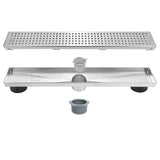 Neodrain 18-Inch Black Linear Shower Drain With Removable Quadrato Pattern Grate Professional 304 Stainless Steel Rectangle Shower Floor Drain Manufacturer Leveling Feet Hair Strainer Matte Black -Like New