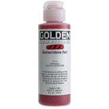 Fluid Acrylics by GOLDEN, Quinacridone Red, 4 fl. oz. Bottle, Professional Acrylic Paint, Transparent