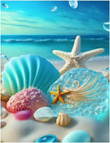 DIY 5D Diamond Painting Kits Sea Shell for Adults Beginners,Beach Diamond Art Full Round Diamond Drill,Starfish Paintings by Dia