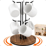 DAWNOWVA 360 Rotating Coffee Mug Holder, 6Hook Mug Tree for Large Cups