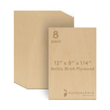 Baltic Birch Plywood, 6 mm 1/4 x 12 x 8 Inch Craft Wood, Pack of 8 B/BB Grade Baltic Birch Sheets, Perfect for Laser, CNC Cuttin