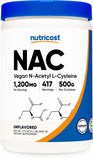 Nutricost NAcetyl LCysteine (NAC) Powder 500 Grams Vegan NAC, NonGMO, Gluten Free