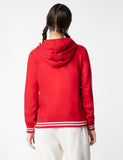 Fyltr Women'S Hoodie With Stripe Rib Detail - Sporty Raglan Sleeve | Spacious Side Pockets | Full Zipper | Casual Winterwear For Women,Scarlet Ember,Scarlet Ember,M