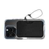 ThinOptics Readers with Pod Case - Armless On-Nose Reading Glasses - Slim Case Attaches to Phone - MagSafe Compatible - Black PU